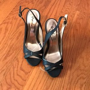 Black leather crock style pump